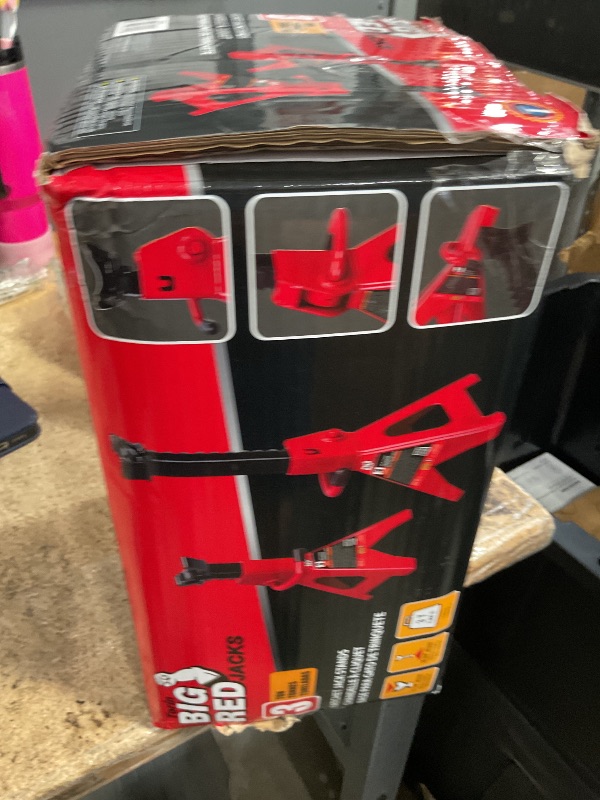 Photo 1 of (USED/FAIR) (UNTESTED) BIG RED T43202 Torin Heavy Duty Steel Jack Stands: 3 Ton (6,000 lb) Capacity Car Lifting Stand,1 Pair (Not Suitable for SUV,Truck)