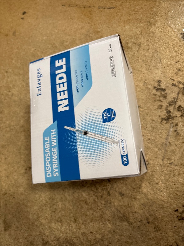 Photo 1 of 100 Pack Disposable 3ml/cc Lab Syringes with 23Ga 1 Inch Needle Luer Lock, Individually Sealed Packed