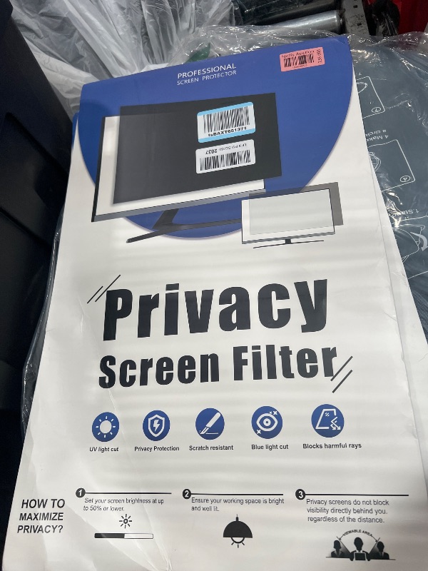 Photo 1 of [2-Pack] 27 Inch Privacy Screen for Computer Monitor 16:9 Aspect Ratio, Eye Protection Anti Blue Light Glare Shield, 27inch Removable Black Blackout Anti Spy Desktop Security Private Filter