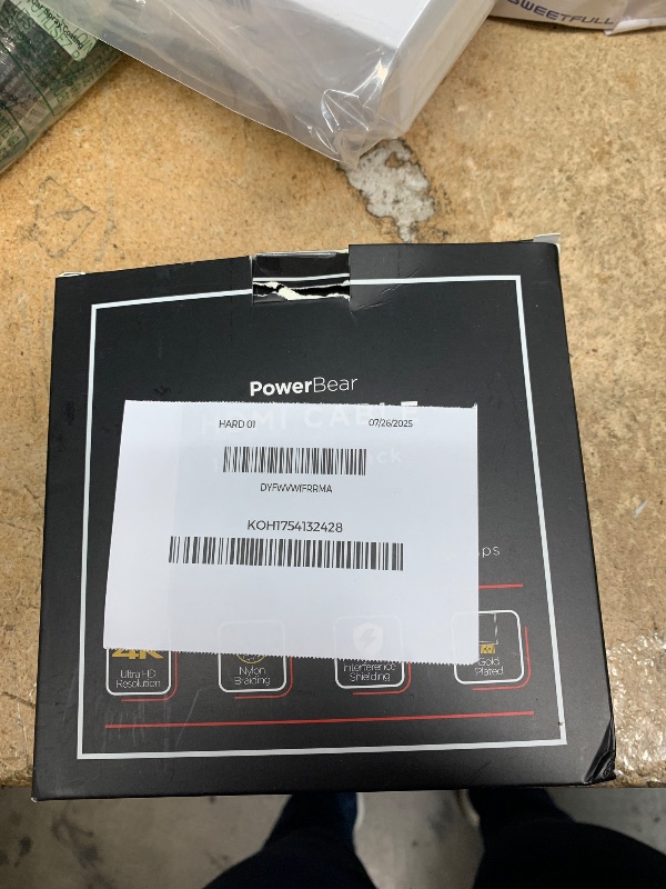 Photo 1 of (12.99) (USED/FAIR) PowerBear 4K HDMI Cable 15 ft | High Speed Hdmi Cables, Braided Nylon & Gold Connectors, 4K @ 60Hz, Ultra HD, 2K, 1080P, ARC & CL3 Rated | for Laptop, Monitor, PS5, PS4, Xbox One, Fire TV, & More