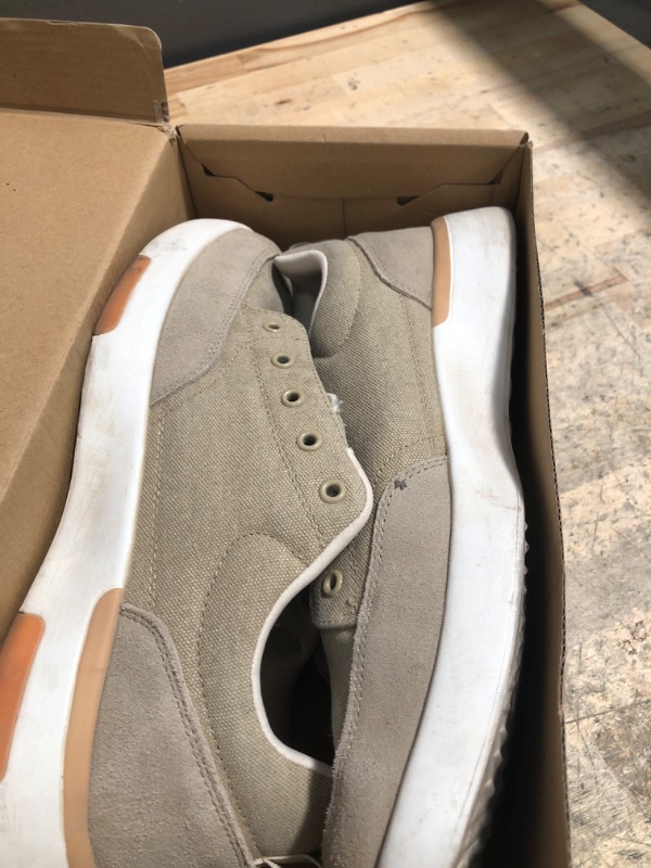 Photo 1 of **SIGNS OF USAGE/MISSING LACES** Men's Orthopedic Walking Fashion Sneakers: Mens Casual Shoes with Arch Support, Neuropathy Durable Recovery Canvas Walking Shoes, Comfortable Fashion Sneakers for Outdoor Khaki Size 10.5