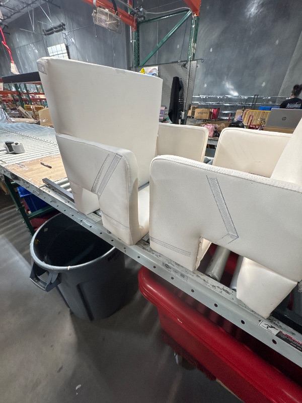 Photo 1 of (MISSING FEET & DAMAGED) (NO BOX) Meridian Furniture Caleb Collection Modern | Contemporary Upholstered Dining Chair with Squared Back and Sturdy Iron Legs, Set of 2, White Faux Leather, Matte Black, 23" W x 21" D x 30" H