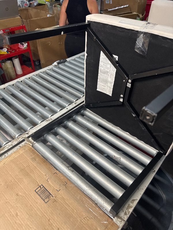 Photo 1 of (MISSING FEET & DAMAGED) (NO BOX) Meridian Furniture Caleb Collection Modern | Contemporary Upholstered Dining Chair with Squared Back and Sturdy Iron Legs, Set of 2, White Faux Leather, Matte Black, 23" W x 21" D x 30" H