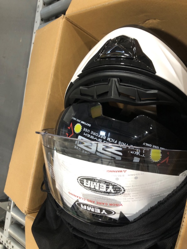 Photo 1 of YEMA Modular Motorcycle Helmets, DOT Approved Full Face Motorcycle Helmet with with Flip Up Dual Visor for Men & Women - Street, Scooter, ATV, E-Bike - YM-926 White