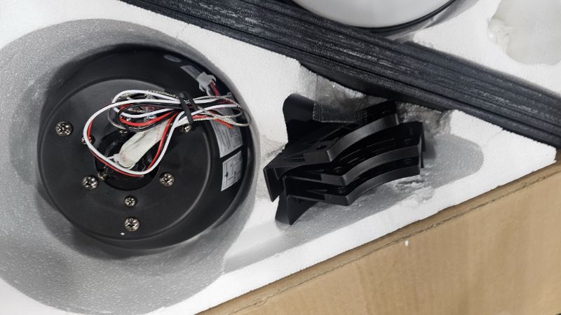 Photo 1 of ***PARTS ONLY***JSAITEE Ceiling Fans with Lights, 52 Inch Low Profile Ceiling Fan with Light and Remote Control, Flush Mount, DC Reversible Motor, Noiseless, Black 6 Speeds Ceiling Fan for Bedroom