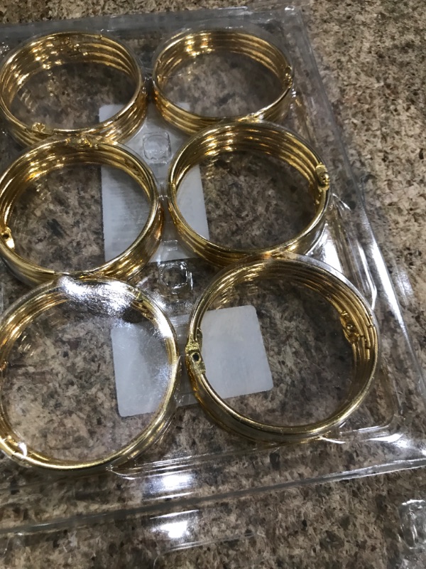 Photo 1 of 24 Pack Shower Curtain Rings,Rust Proof Shower Curtain Hooks for Bathroom,Circular Decorative Shower Curtain Rings and Hooks for Shower Rod,Metal Rings for Shower Curtain,Loose Leaf Rings(Gold)