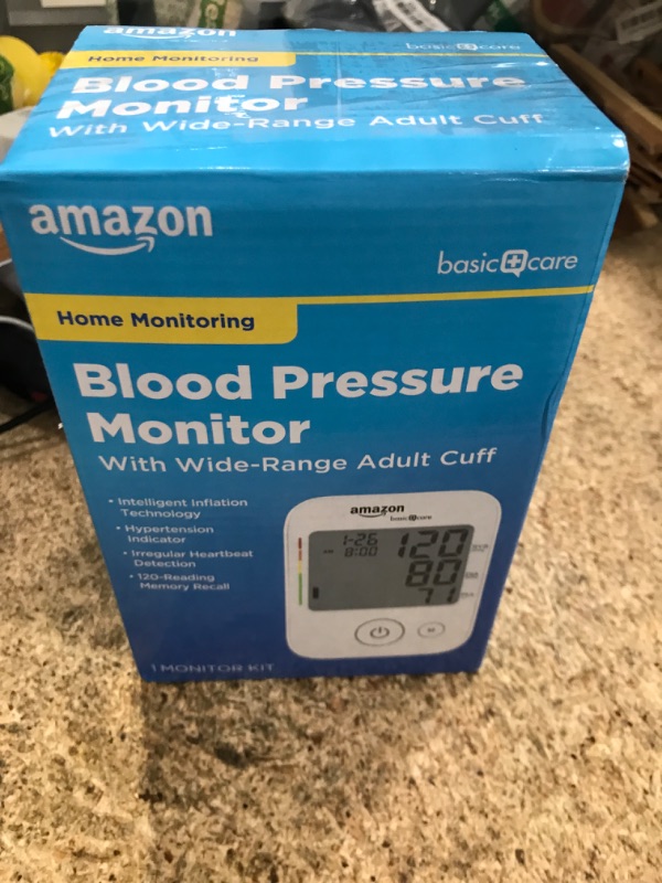Photo 1 of Amazon Basic Care Blood Pressure Monitor, Wide Range Arm Cuff with Intelligent Inflation Technology, Large (Previously Healthwise)