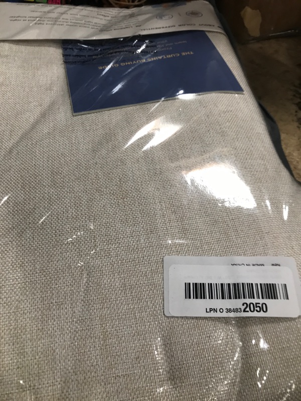 Photo 1 of 100% Blackout Shield Linen Blackout Curtains for Bedroom 84 Inches Long, Back Tab/Rod Pocket Living Room Drapes, Thermal Insulated Blackout Curtains 2 Panels Set, 50" W x 84" L, Cream