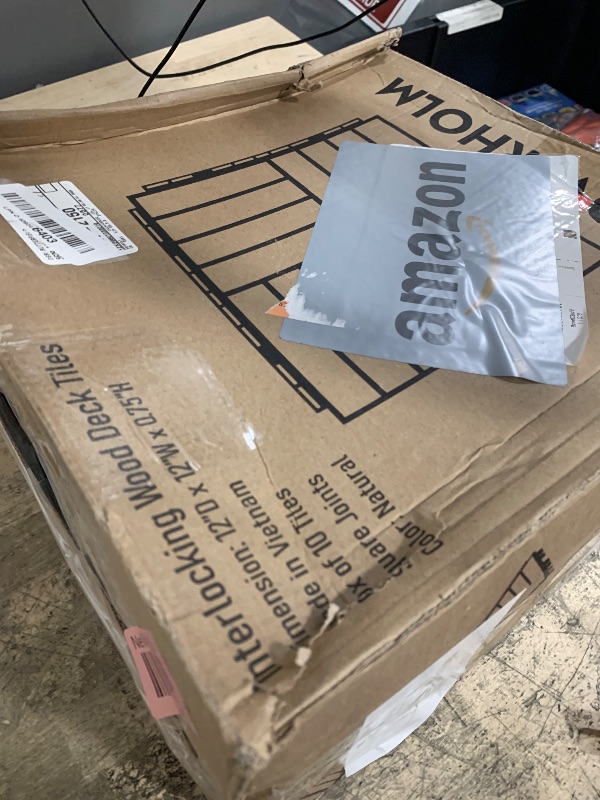 Photo 1 of **PARTIAL SET ONLY 2 ACCOUNTED FOR** CLOVERHOLM 10 PCs Interlocking Deck Tiles, 12x12x0.75 inches Waterproof Wood Patio Floor Tiles for Indoor and Outdoor, Easy Snap Flooring, Balcony, Backyard, Square Joints, Natural