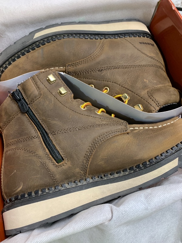 Photo 1 of (used) MWORK Men's 6 Inch Soft Moc Toe Work Boot, Premium Full-Grain Leather, Abrasion & Oil & Slip Toughest Wedge Sole Men's 10