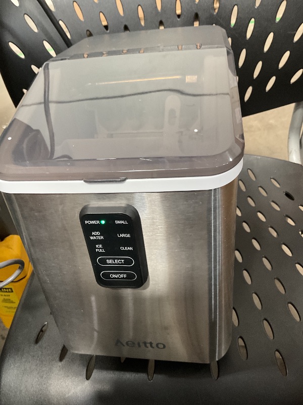 Photo 1 of Aeitto Ice Maker Countertop 26lbs/24H, Ice Machine 8 Ice Cubes Ready in 6 Mins, 2 Sizes of Bullet Ice Portable Ice Makers with Basket & Scoop, Auto Self-Cleaning for Home/Kitchen/Office Stainless