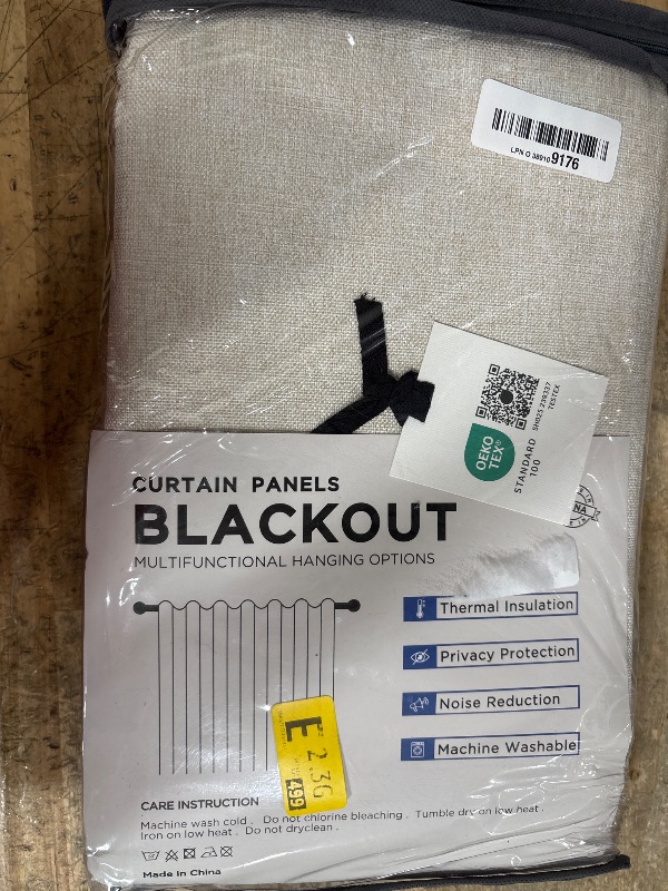 Photo 1 of 100% Blackout Shield Linen Blackout Curtains for Bedroom 84 Inches Long, Back Tab/Rod Pocket Living Room Drapes, Thermal Insulated Blackout Curtains 2 Panels Set, 50" W x 84" L, Cream