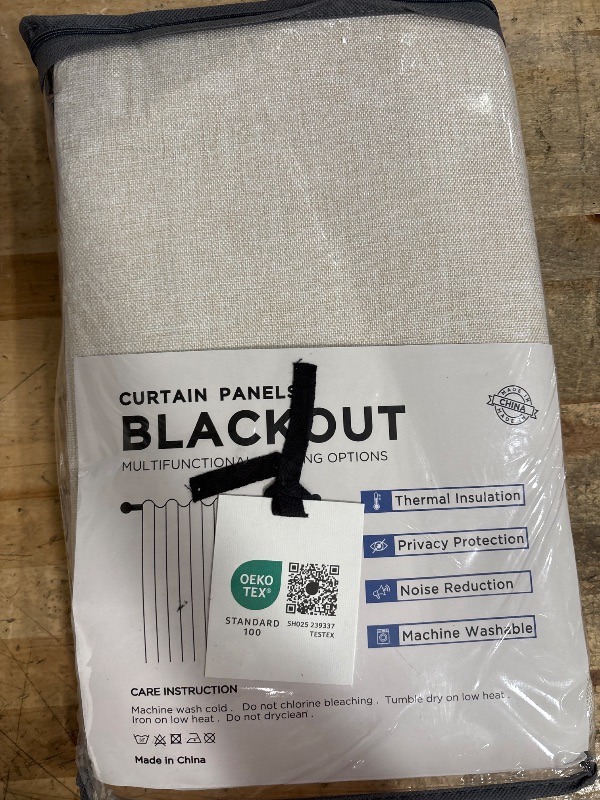 Photo 1 of 100% Blackout Shield Linen Blackout Curtains for Bedroom 84 Inches Long, Back Tab/Rod Pocket Living Room Drapes, Thermal Insulated Blackout Curtains 2 Panels Set, 50" W x 84" L, Cream