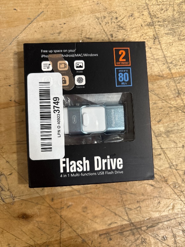 Photo 1 of 256GB Flash Drive for iPhone Photo Stick,Thumb Drive USB Stick High Speed Transfer USB Drives External Picture Video Storage Memory Expansion for iPhone/iPad/PC (Blue)