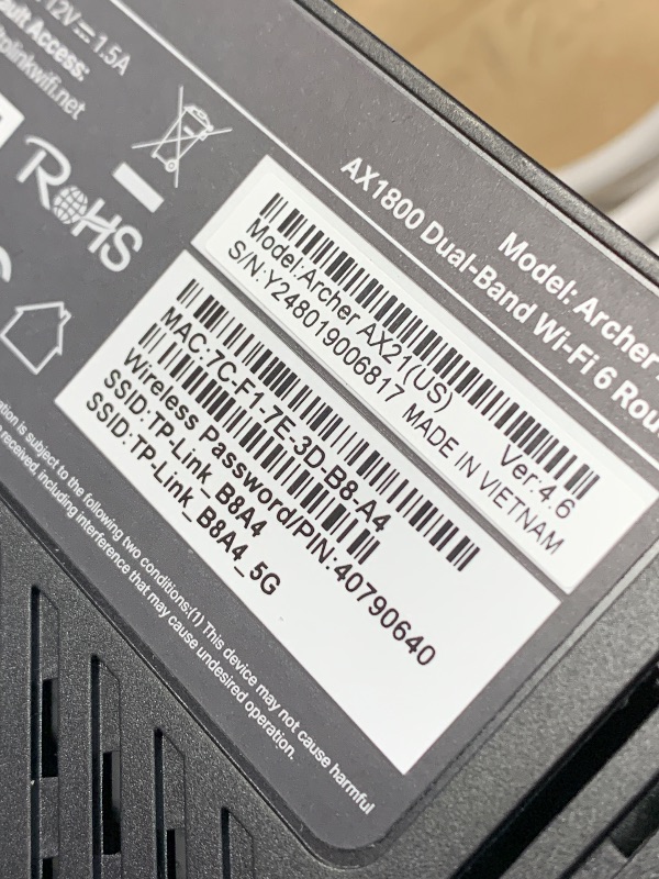 Photo 1 of (used)(see images) TP-Link AX1800 WiFi 6 Router V4 (Archer AX21) – Dual Band Wireless Internet, Gigabit, Easy Mesh, Works with Alexa - A Certified for Humans Device, Free Expert Support