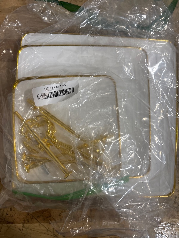 Photo 1 of 2 Pack RAUVOLFIA Plastic 3 Tier Cupcake Stand with Gold Rim, Plastic Tiered Serving Stand, Dessert Tower Tray for Tea Party, Baby Shower and Wedding, Square