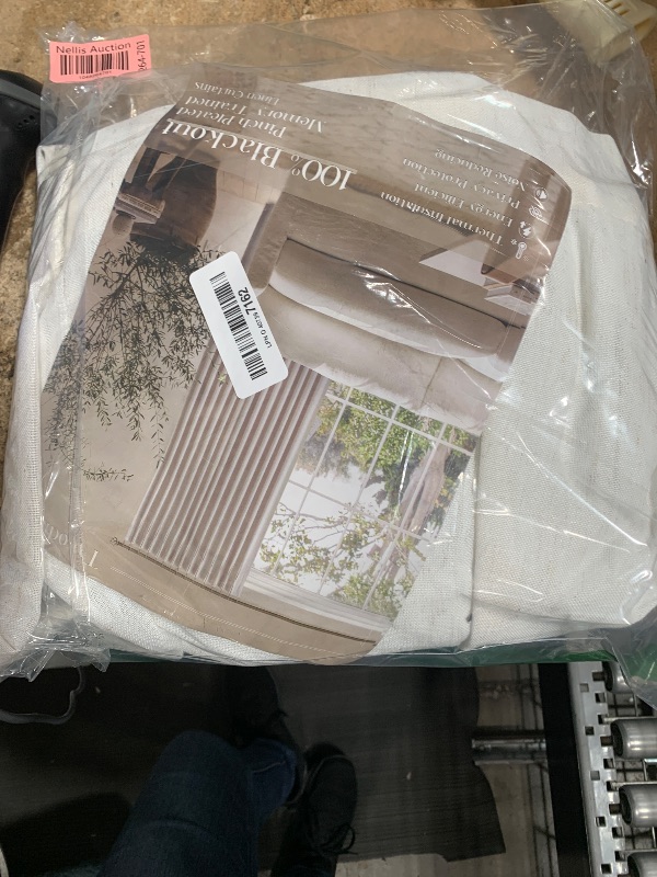 Photo 1 of Natural Blackout Linen Curtains 96 Inch Length 60 Inch Wide for Sliding Door Pinch Pleated Back Tab Black Out Drapes Farmhouse Rustic Room Darkening Window Curtain Bedroom 96 Inches Long 1 Panel