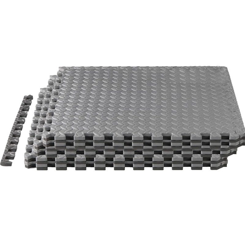 Photo 1 of  24SQFT-120SQFT Puzzle Exercise Mat for Home Gym, EVA Interlocking Foam Floor Tiles with Border for Workout Equipment