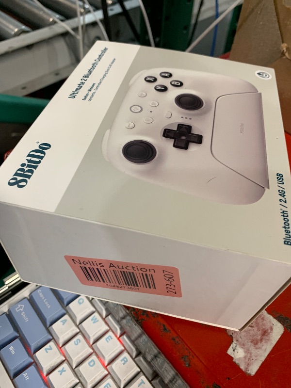 Photo 1 of 8Bitdo Ultimate 2 Bluetooth Controller with TMR Joysticks, Switchable Hall Effect/Tactile Triggers, Vibration, Motion Control, RGB Fire Ring and Back Buttons for Switch/Switch 2 & Windows PC - White