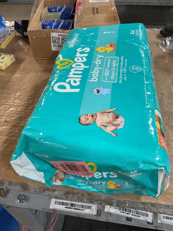 Photo 1 of ***FACTORY SEALED***Pampers Diapers - Baby Dry - Size 1, 44 Count, Absorbent Disposable Infant Diaper (Packaging May Vary)