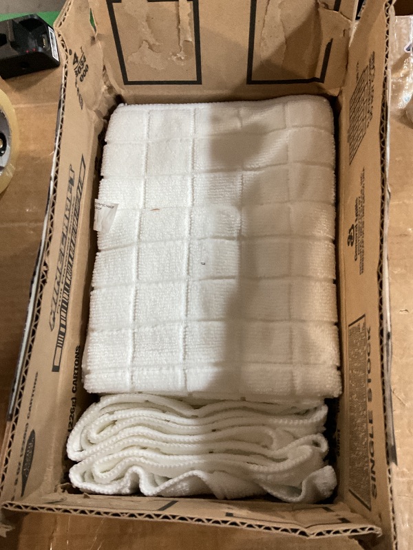 Photo 1 of (partial set) HOMERHYME Hand Towels, 12 Pack 25''*15'' White Microfiber Kitchen Bathroom Hand Towels, All-Purpose Quick Dry Lint Free Soft Absorbent Bulk Checkered Washcloth Bath Towels for Travel Gym Hotel