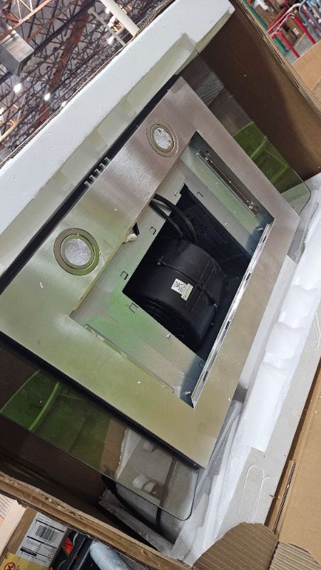 Photo 1 of ***PARTS ONLY***Tieasy Island Range Hood 30 Inch 700 CFM Ceiling Mount Kitchen Vent Hood Tempered Glass with Color Gesture Sensing & Touch Control, 3 Speed Fan, 4 LED Lights, Permanent Filters