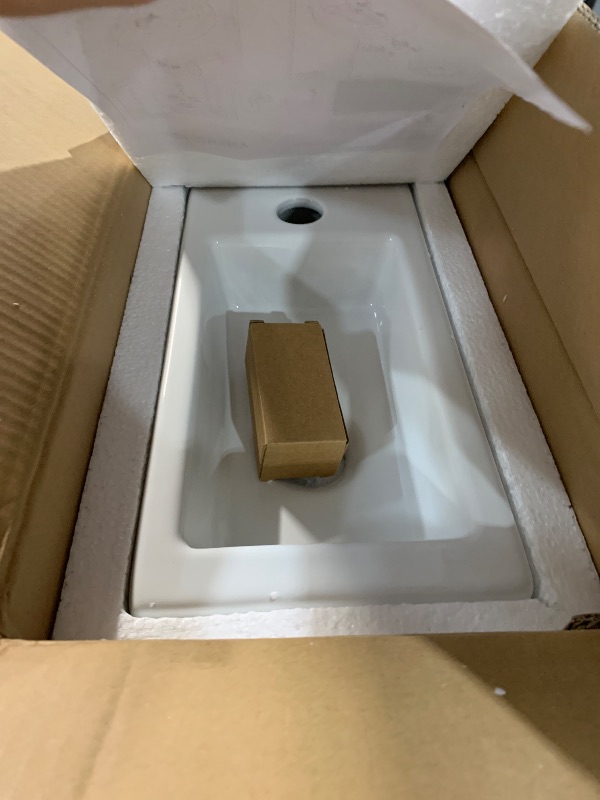 Photo 1 of (faucet not included) Small Bathroom Sink Wall Mounted Bathroom Sink Rectangle Ceramic Wash Basin Right Hand (Right Hand)