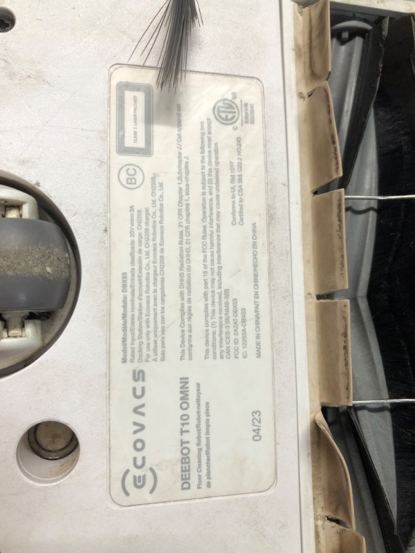 Photo 1 of ***NOT FUNCTIONAL - PARTS ONLY - SEE COMMENTS***
ECOVACS DEEBOT T10 OMNI Robot Vacuum and Mop Combo, Auto Self-Emptying, Auto Mop Cleaning, Hot Air Drying, 5000Pa Suction, OZMO TURBO Deep Mopping with Precision Mapping and Obstacle Avoidance, White