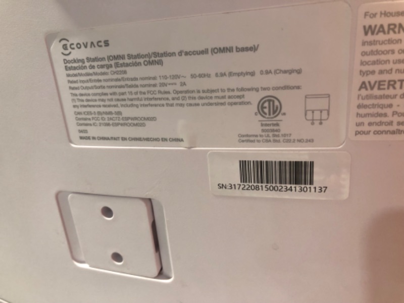 Photo 1 of ***NOT FUNCTIONAL - PARTS ONLY - SEE COMMENTS***
ECOVACS DEEBOT T10 OMNI Robot Vacuum and Mop Combo, Auto Self-Emptying, Auto Mop Cleaning, Hot Air Drying, 5000Pa Suction, OZMO TURBO Deep Mopping with Precision Mapping and Obstacle Avoidance, White