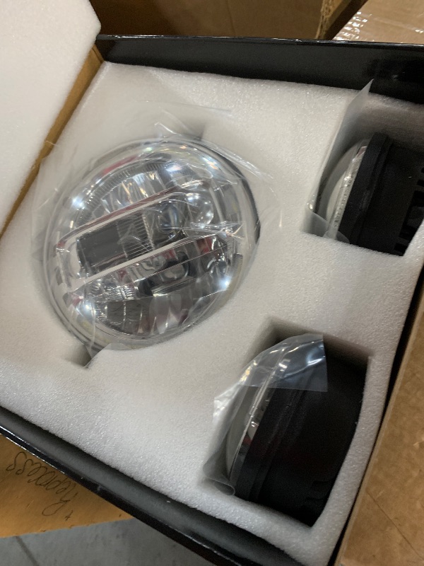 Photo 1 of ***(PARTIAL SET/ ONLY 1 WORKS)***SPL 7 inch Motorcycle LED Headlight with Halo DRL 4.5" Fog Passing Lights DOT Kit 