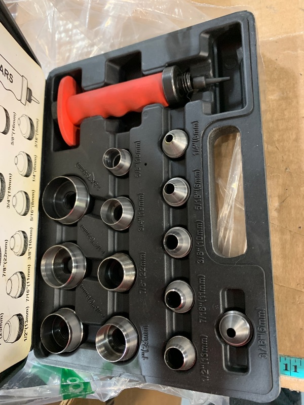 Photo 1 of TOMMARS Hollow Punch Kit with Pin Point Punch Shaft Hole Cutter Set Gasket Punch Tools Gasket Cutter 14 PCS 5mm-35mm 3/16" to 1-3/8"