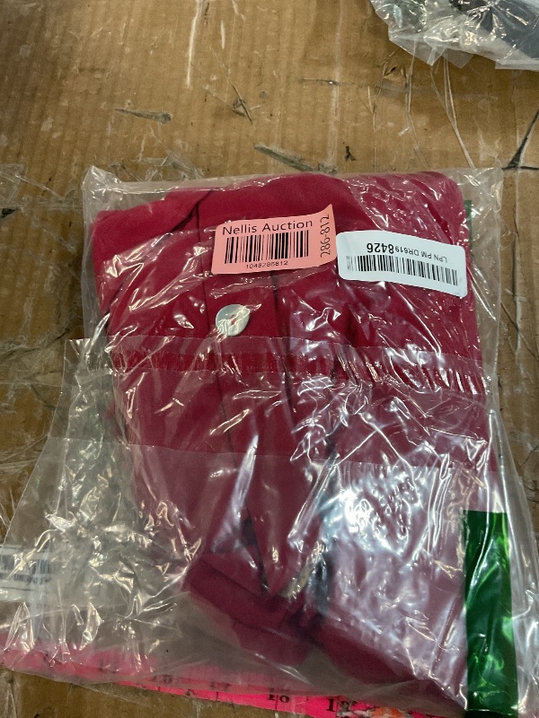Photo 1 of (MEDIUM) (BAGGED) Cicy Bell Womens 3/4 Bell Sleeve Button Down Shirts Casual Ruffle Hem Tops Eyelet Blouse Wine Red size M