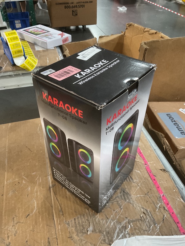Photo 1 of (mic does not work) Karaoke Machine for Adults and Kids,Peski Portable Bluetooth Speaker with 1 Wireless Microphone and 1 Wired Mic,Rechargeable 