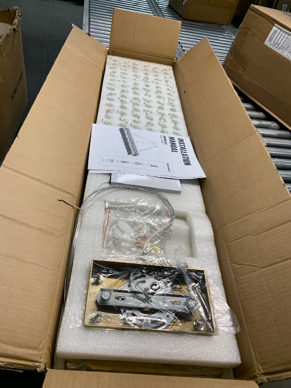 Photo 1 of Siljoy 10-Light Modern Crystal Chandelier Gold Rectangular Crystal Raindrop Chandelier Luxury Large Rectangle Flush Mount Pendant Ceiling Light for Dining Room Kitchen Island Bar L47'' x W10'' x H10''