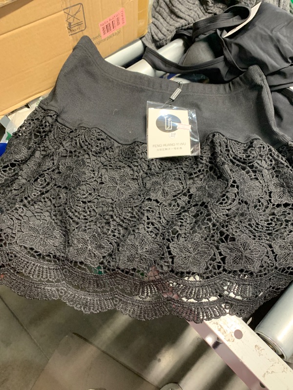 Photo 1 of (SEE ALL PHOTOS) ***STOCK PHOTO REFERENCE ONLY***Lace Ruffle Mini Skirts for Women High Waisted See Through Pleated Skort Micro Skirt Y2k Cute Short Skirt with Shorts
