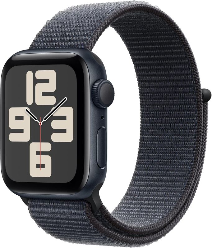 Photo 1 of (locked)(may need to contact apple support) Apple Watch SE (2nd Gen) [GPS 40mm] Smartwatch with Midnight Aluminum Case with Ink Sport Loop One Size. Fitness and Sleep Trackers