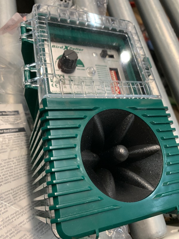 Photo 1 of (see all images) Bird-X Woodpecker PRO Electronic Bird Preventer, Sonic Decoy Device, Perfect for Woodpeckers and Sparrows, Covers up to 1 Acre, 3-5 kHz Frequency, 6" x 8.5" x 4"