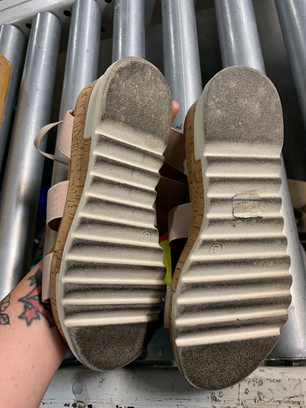 Photo 1 of ***(HEAVILY USED/ MINOR DAMAGE)***DREAM PAIRS Women's Open Toe Ankle Strap Casual Flatform Platform Wedges Sandals,Size 6,Nude,Reed-1