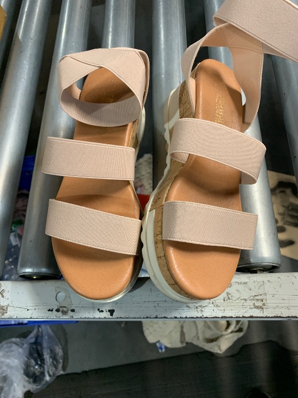 Photo 1 of ***(HEAVILY USED/ MINOR DAMAGE)***DREAM PAIRS Women's Open Toe Ankle Strap Casual Flatform Platform Wedges Sandals,Size 6,Nude,Reed-1