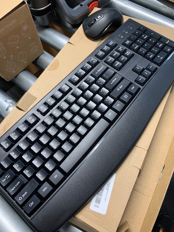 Photo 1 of (sold for parts) Wireless Keyboard and Mouse Combo, EDJO 2.4G Full-Sized Ergonomic Computer Keyboard with Wrist Rest and 3 Level DPI 