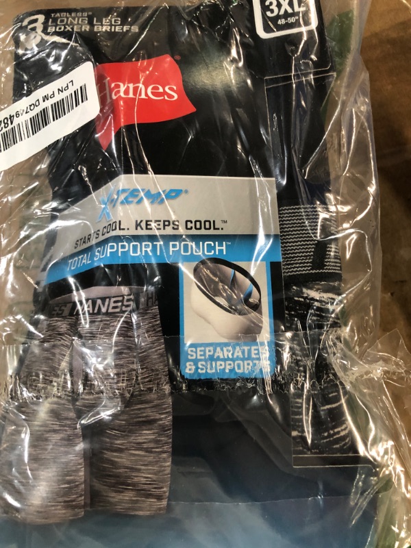 Photo 1 of Hanes Men's X-Temp Total Support Pouch Boxer Brief, Anti-Chafing, Moisture-Wicking Underwear, Multi-Pack, Blue/Grey/Black, 3X-Large