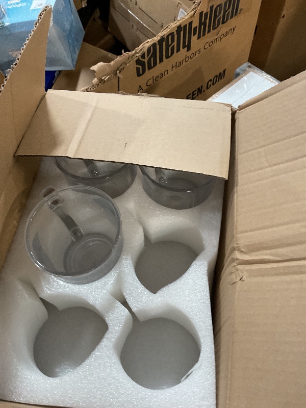 Photo 1 of ***(PARTIAL SET/ MISSING 3)*** Qipecedm 6 PACK Premium Glass Coffee Mugs with Handle, 12 OZ Classic Vertical Stripes Glass Coffee Cups, Transparent Tea Cup for Hot/Cold Beverages, Glassware Set for Americano, Latte, Cappuccino
