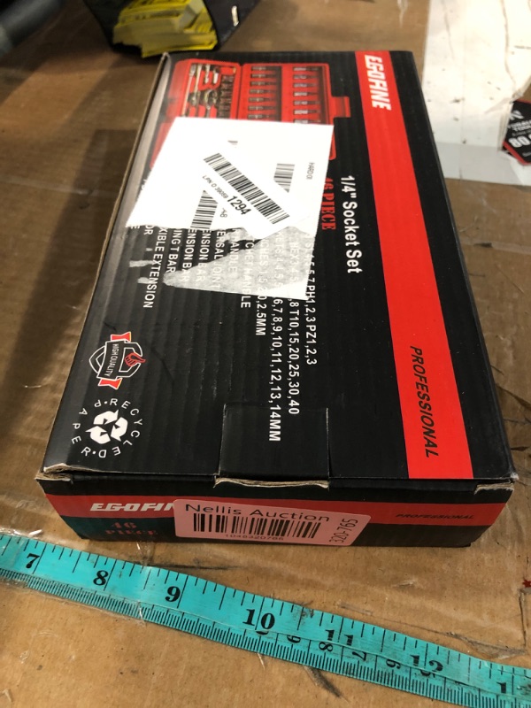 Photo 1 of (used)(incomplete) Egofine 46 Pieces 1/4 inch Drive Socket Ratchet Wrench Set, with Bit Socket Set Metric and Extension Bar