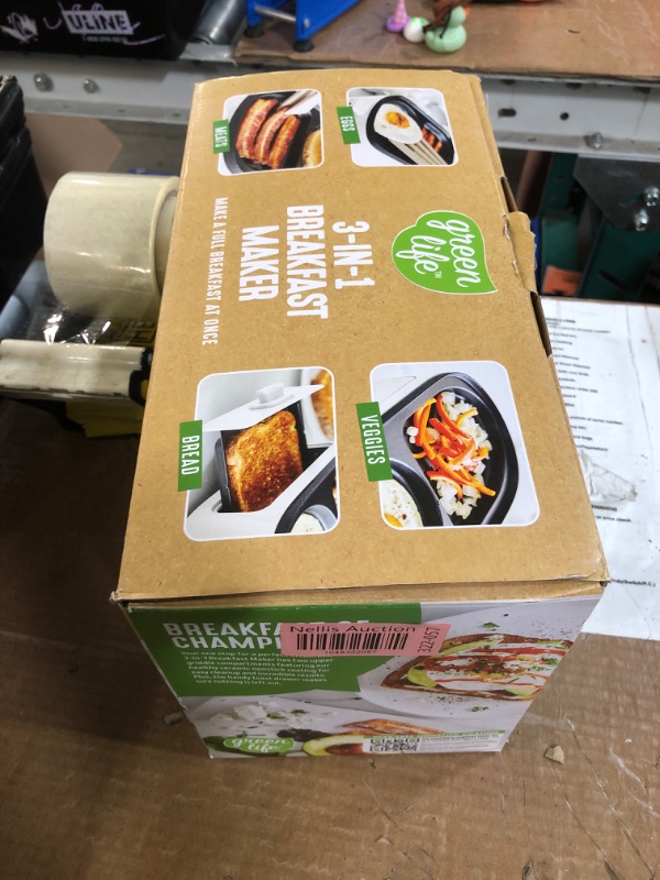 Photo 1 of (used)(see images) GreenLife 3-in-1 Breakfast Maker Station, Healthy Ceramic Nonstick Dual Griddles for Eggs Meat Sausage Bacon Pancakes 