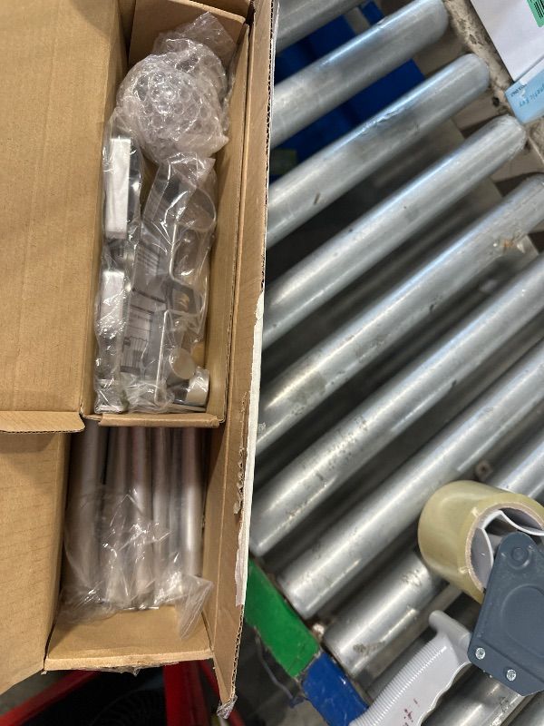Photo 1 of **MISSING ONE END BALL** Silver Double Curtain Rod for Windows 66 to 120 Inch: Double Window Treatment Curtain Rod Heavy Duty Adjustable from 66 to 120 Inch - Silver Foil Resin Finials and Double Curtain Rod