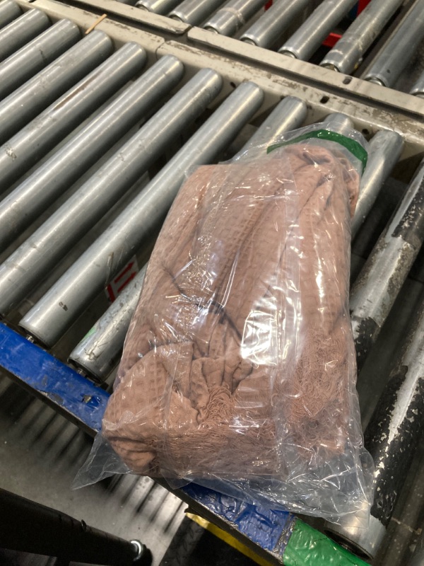 Photo 1 of 100% Cotton Waffle Blanket with Fringe, Pre-Washed Waffle Weave Blanket for All Season, Lightweight Breathable Soft Cozy Throw Blanket for Couch, Bed, Travel (Dusty Pink - 66x90 Inches)