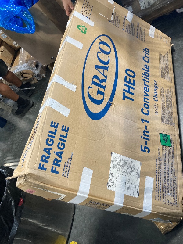 Photo 1 of ***damaged panel***Graco Theo 5-in-1 Convertible Crib & Changer (Pebble Gray) GREENGUARD Gold Certified, Converts to Daybed, Toddler Bed, Full Size Bed, Fits Standard Full-Size Crib Mattress, Adjustable Mattress Height