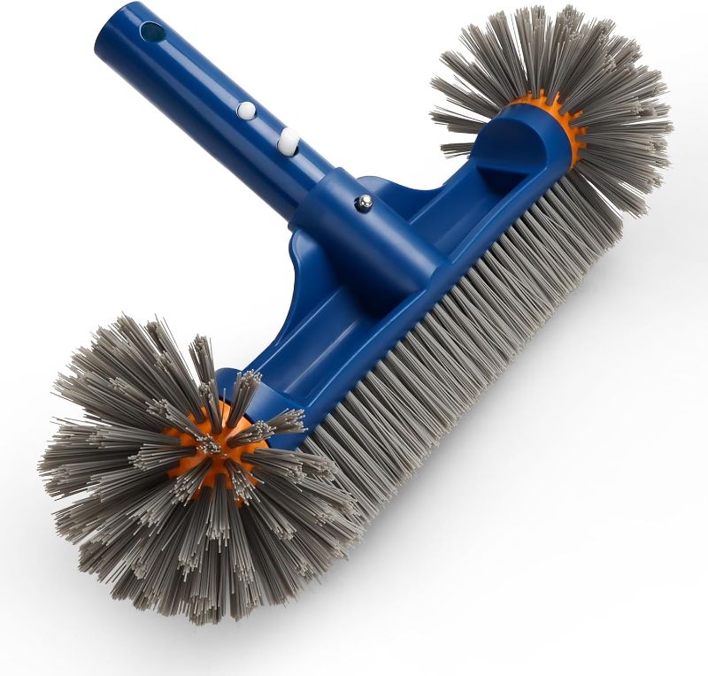 Photo 1 of ** RETAIL PRICE $15.99** 
Pool Brush Head with Round Ends, 12.5'' High-Efficiency Pool Brush for Cleaning Pool Walls?Floors Steps & Small Stains in Corners?Premium Nylon Bristles Pool Brush with EZ Clip (Blue)  ** SIMILAR ITEM**  

