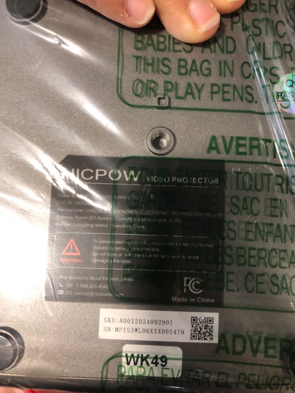 Photo 1 of ***MISSING REMOTE*** Projector with WiFi and Bluetooth: [Auto Focus/Keystone] - NICPOW Full HD 1080P 4K Supported Portable Bluetooth Projector for Gaming Devices and Phones - Ideal for Indoor Outdoor Use - Grey