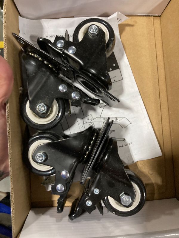 Photo 1 of ***MISSING HARDWARE***
SOLEJAZZ Workbench Casters Wheels 660Lbs Retractable Casters Set of 4 Heavy Duty Side Mount Caster Rollers 2.5" Stepdown Castor Wheels for Bench Machinery Work Table with Installation Template, 4 Pack